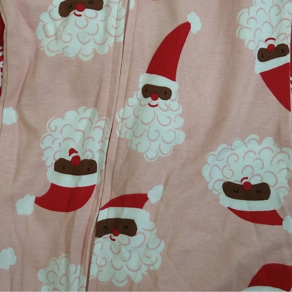 Carters Toddler Pink & Red Snowflake Reindeer Black Santa Footed Pajama Set New! - Picture 11 of 11